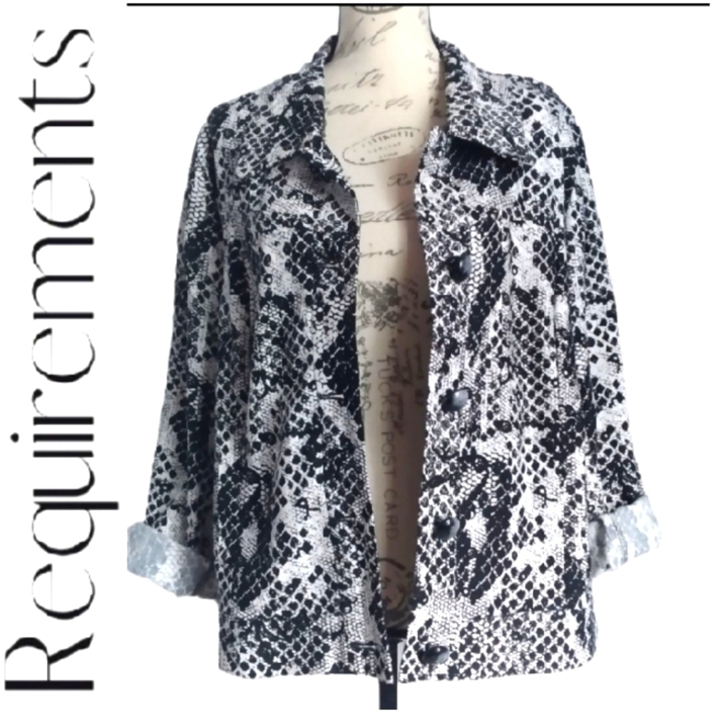 Requirements Snake Print Linen Blend Jacket